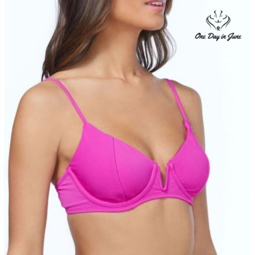 Ambrielle Ribbed Bra Bikini Top Size XL - Picture 3 of 3